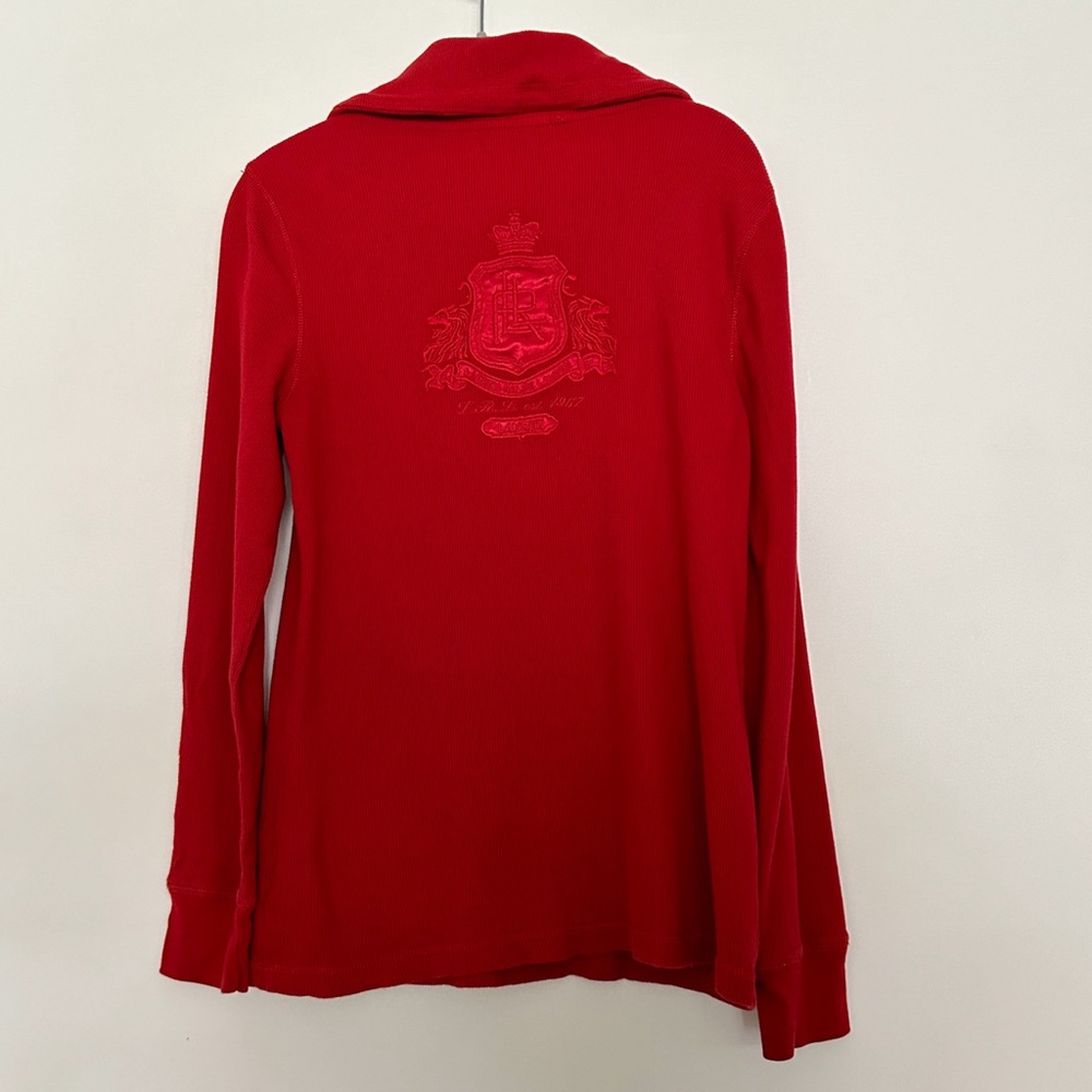 Ralph Lauren Logo Active Red Quarter Zip Pullover Jacket Drawstring Sweatshirt - Picture 4 of 8
